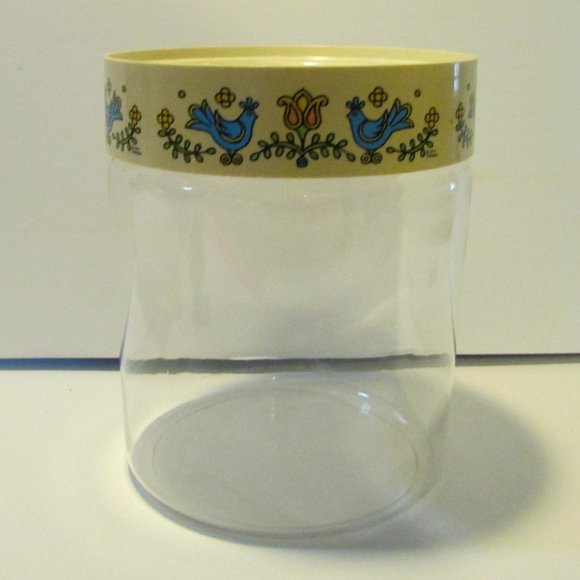 vtg pyrex corning glass jar cookie jar blue bird country festival grandmacore - Picture 1 of 8